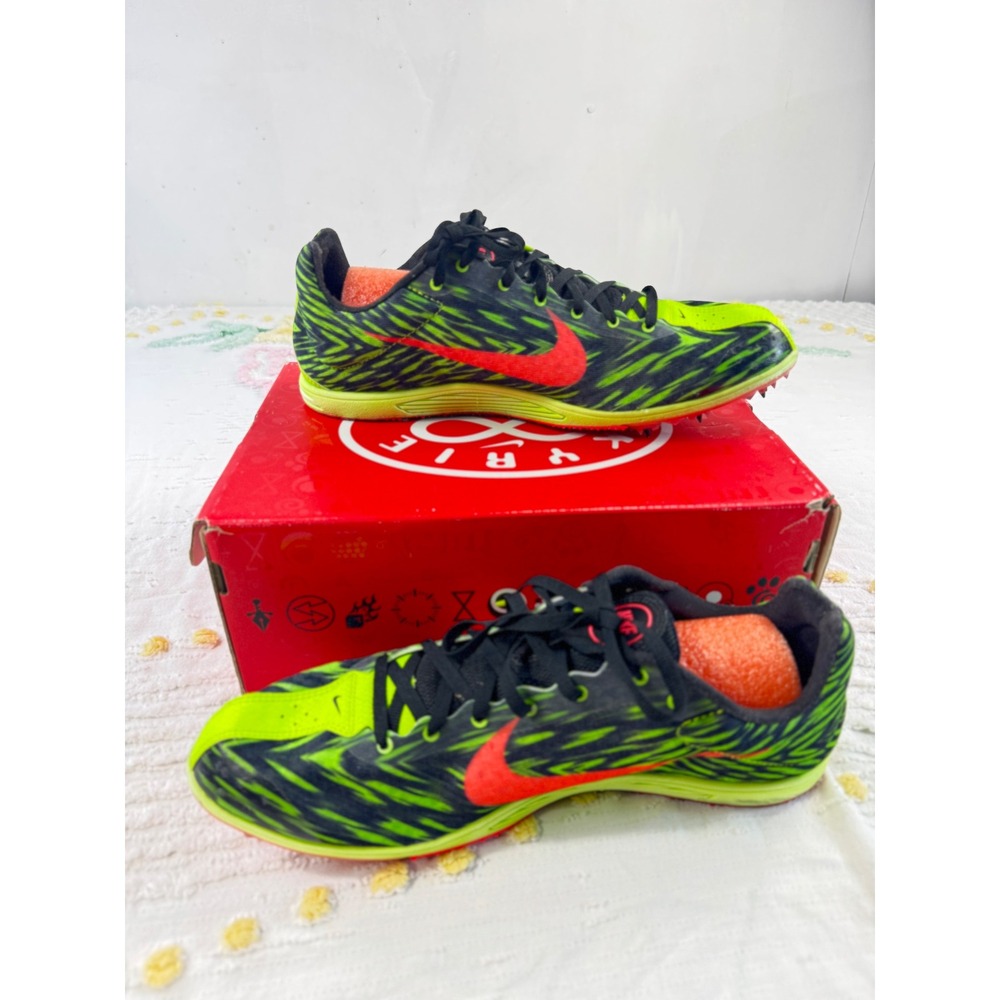 Nike Rival D Racing Distance Track Shoes Neon Green Orange Black Mens 12.5 - Picture 12 of 13